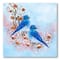 Designart - Two Blue Birds Sitting On A Branch With Berries - Traditional Canvas Wall Art Print